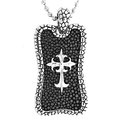 Men's stingray leather cross dog tag